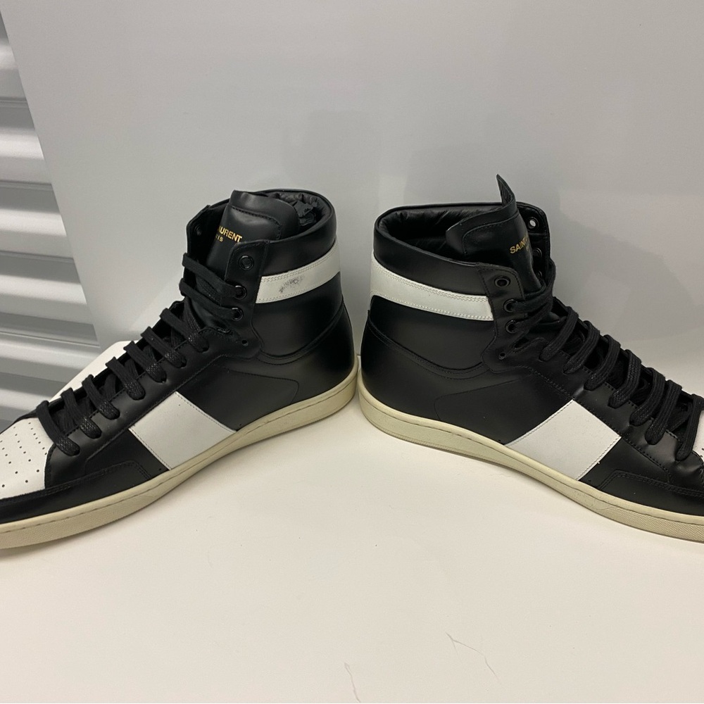 Saint Laurent men high top court sneakers shoes size 44.5 is 11.5 - Picture 8 of 9